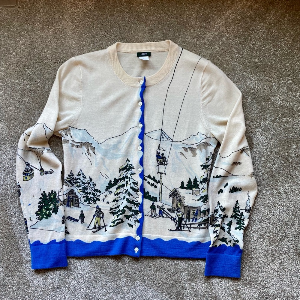 J.Crew ski motif cardigan